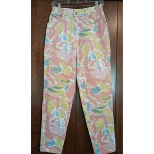 Vintage 90s UNIONBAY Floral‎ High Rise Tapered Leg Jeans Sz 11 Artsy Maximalist